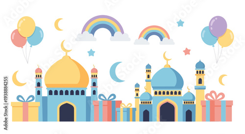 Celebrating Eid with Mosque and Gifts