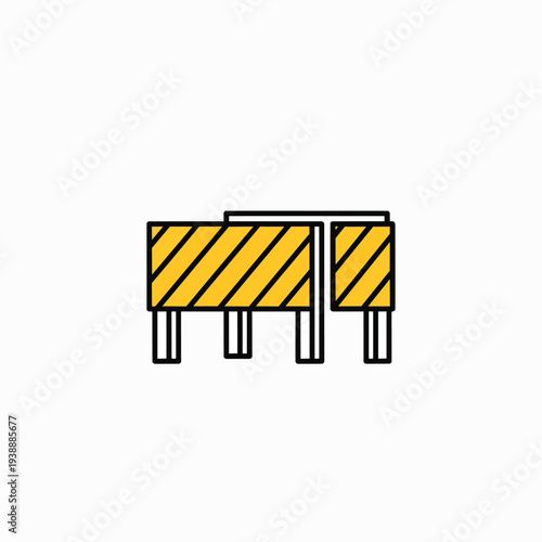 Yellow Construction Barrier Symbol