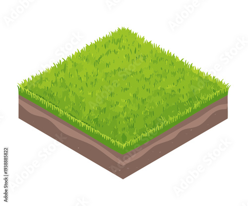 Isometric Plain Grass Field Plant Illustration Tile for Modular Game Map Construction and Environment Design