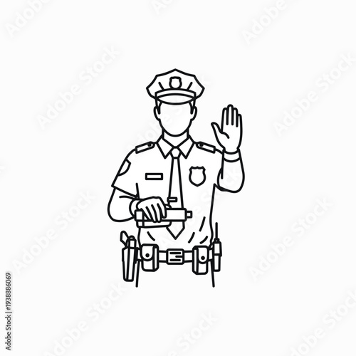 Police Officer Stopping Traffic With Hand and Pistol