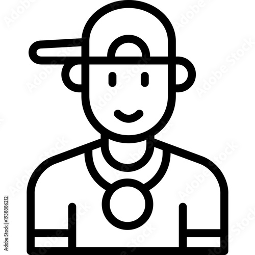 Hip hop Boy Line Icon