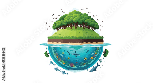 A papercraft globe depicting water conservation and environmental awareness