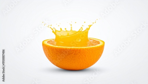 Fresh Orange Juice Splashing Out of Orange.