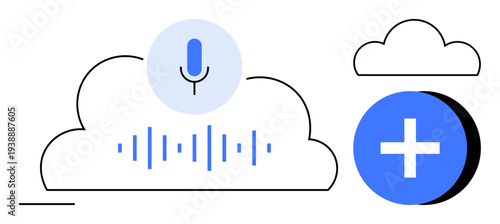 Voice recognition. Voice recognition tied to cloud-based systems for secure storage and seamless processing. Voice recognition aligns with modern tech, automation, AI apps, and user interaction