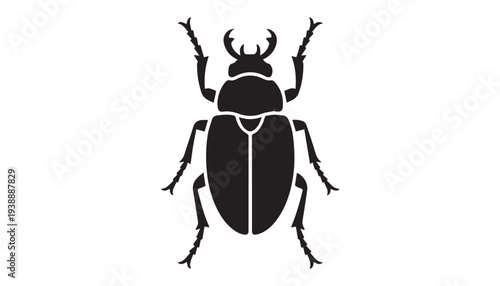 black color beetle of silhouette vector illustration, solid white background