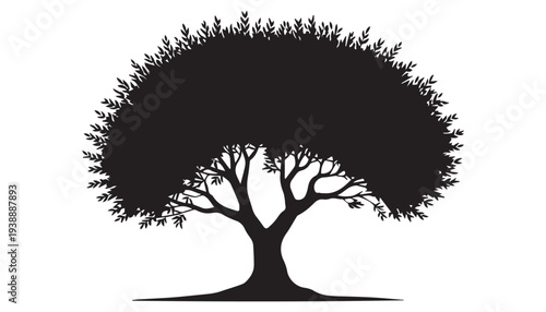 black color tree set of silhouette vector illustration, solid white background