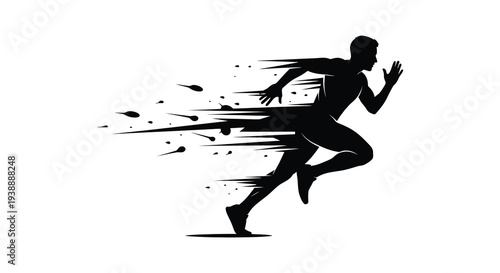 A dynamic depiction of a runner in motion captured as a striking black silhouette high quality
