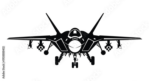 A striking black silhouette of a modern fighter jet showcasing aerodynamic design silhouette high quality professional