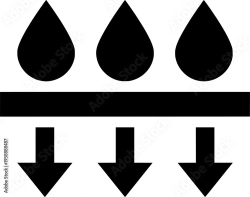 Representing water filtration or absorption process with downward arrows
