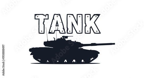 A bold graphic design featuring the word tank above a black tank silhouette high quality professional