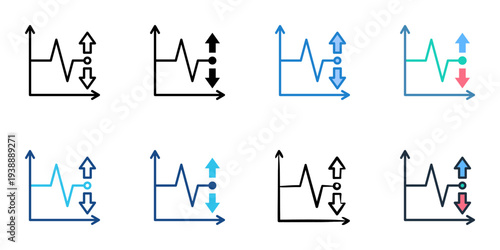 Volatility icons set multiple style collection. Editable stroke 
