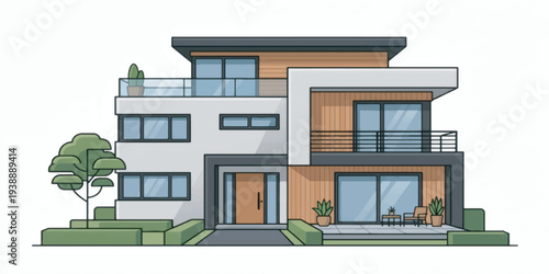 Modern House Vector Illustration Simple Residential Home Icon