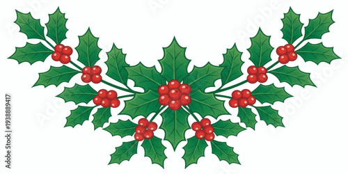 Holly Leaves and Berries Christmas Decoration.