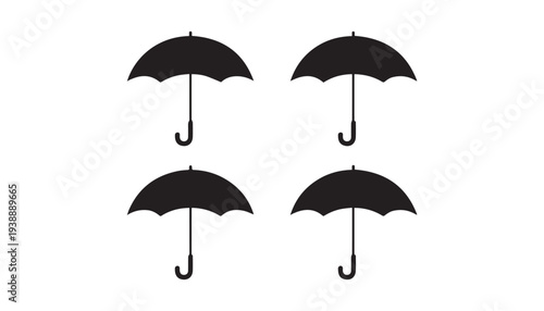 black color umbrella set of silhouette vector illustration, solid white background