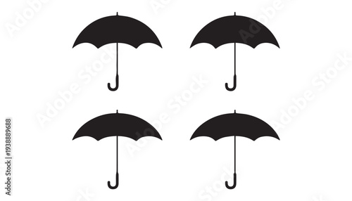 black color umbrella set of silhouette vector illustration, solid white background