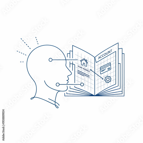 Human Head Studying Financial Account Document