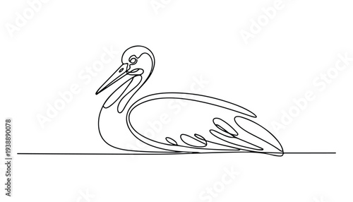 One continuous line illustration of an Cranes bird , isolated on white background.