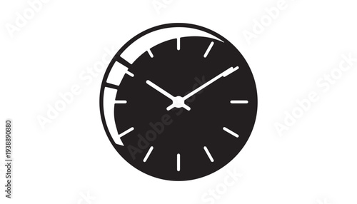 black color clock of silhouette vector illustration, solid white background