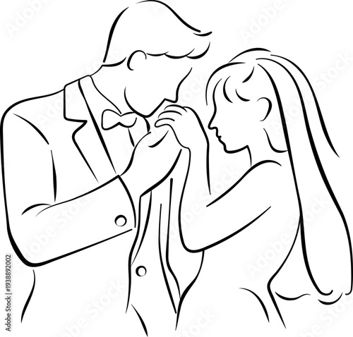 bride and groom couple Line Art