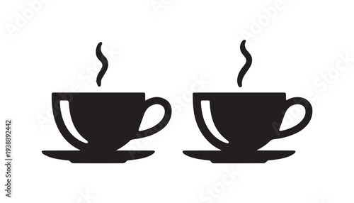 black color cup set of silhouette vector illustration, solid white background