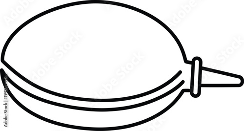 Minimalist black and white outline icon depicting a versatile rubber bulb syringe, commonly used for gentle medical procedures or delicate dust removal.