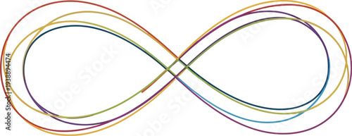 A vibrant and colorful infinity symbol represents endless possibilities, continuity, and infinite potential, beautifully intertwined with multiple hues on a clean background.