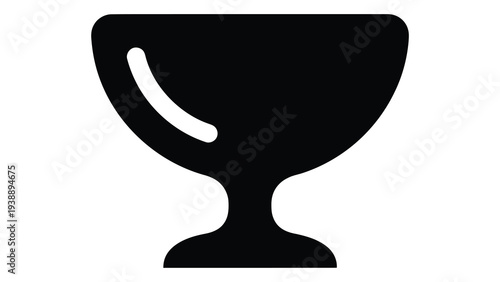 Black silhouette of a glass dessert bowl for serving ice cream or pudding
