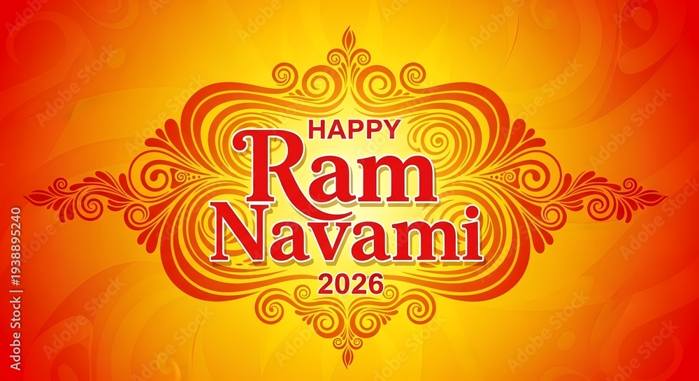 Obraz premium Vibrant Ram Navami 2026 Greeting Card with Ornate Design