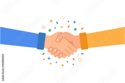 Business partnership handshake vector illustration of two people agreeing on a deal together professionally