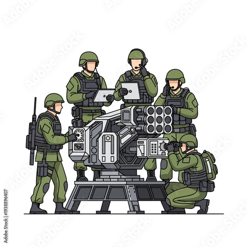Military Team Operating Advanced Missile Launcher System
