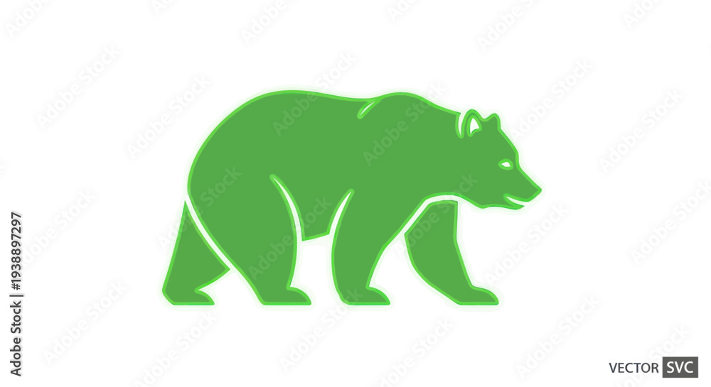 Obraz premium Green Bear Silhouette Icon Vector Graphic