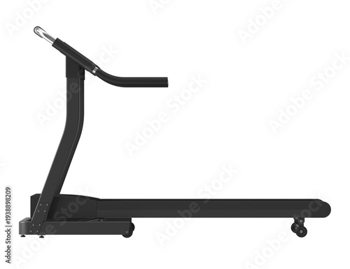 Schilderij op canvas Treadmill Side View, Black, 3D Render Isolated on White Background