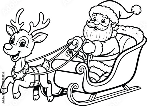 Outlined Santa sleigh