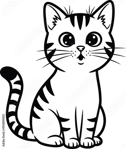 cute kitten cat cartoon character coloring book page