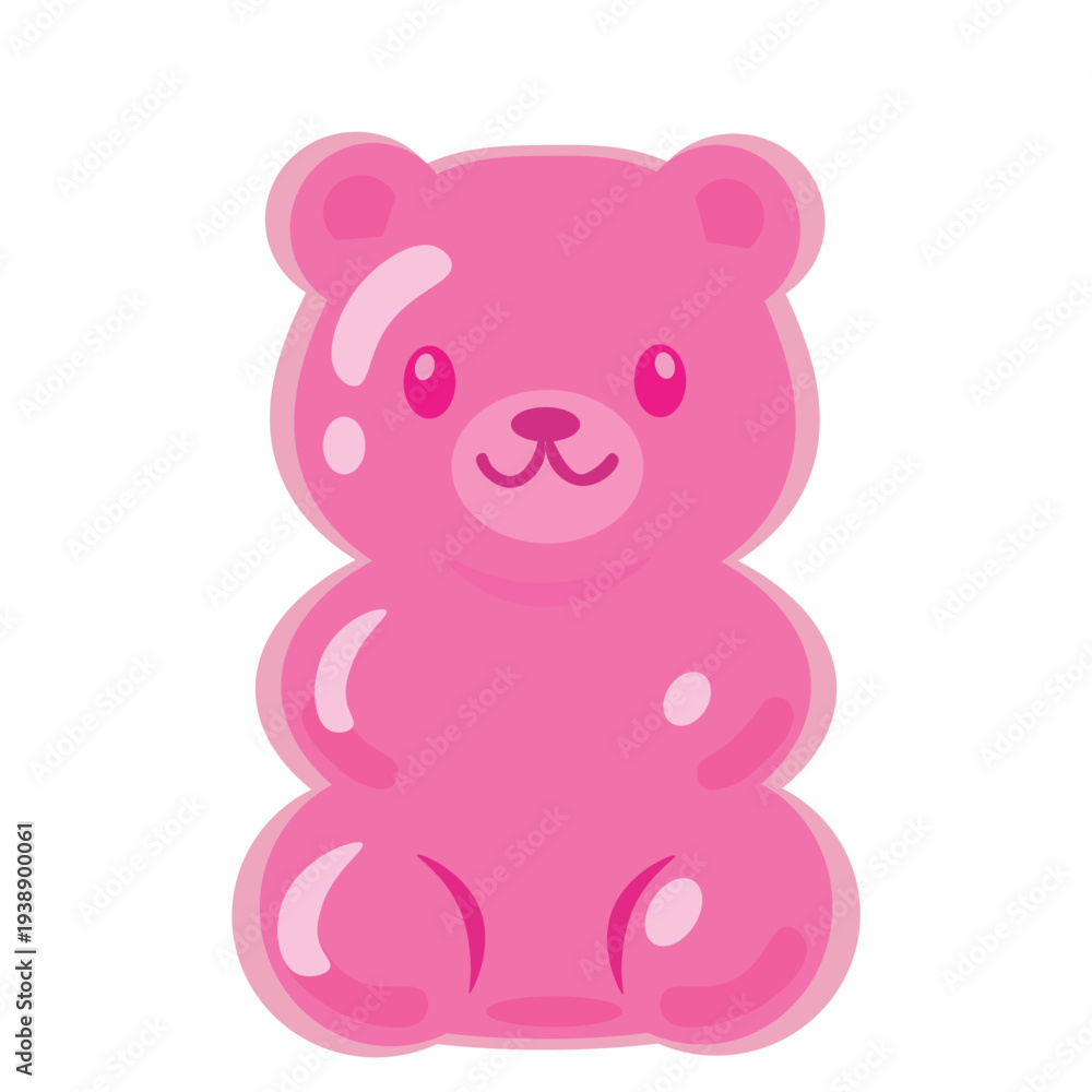 Fototapeta premium Pink Gummy Bear Candy Illustration Isolated on Transparent Background