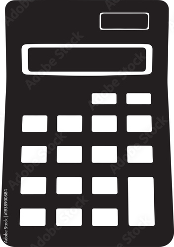 A black and white image of a calculator