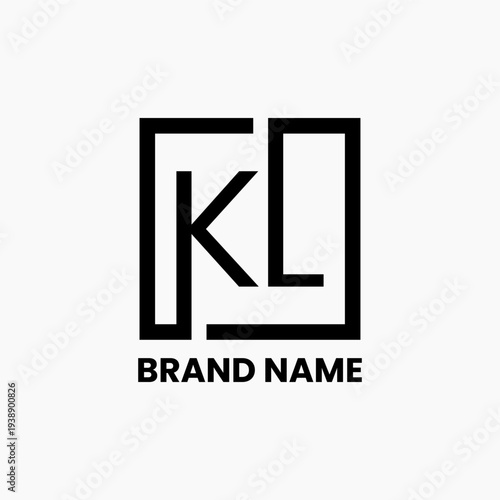 alphabet letter KL with square