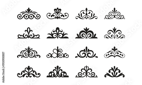 Set of Ornate Decorative Vector Elements, ai generated