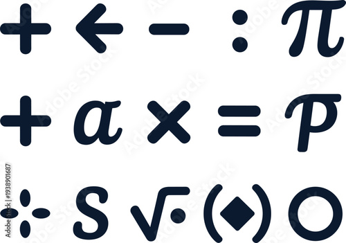 PrintMathematical symbols collection, Greek letter vector, operator icon artwork,