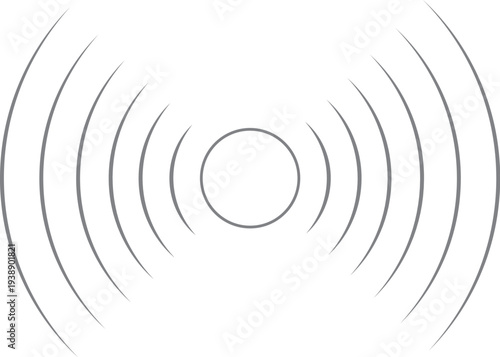Concentric Circles with Broken Lines, Vortex Sonar Wave Soundwave Sunburst Signal Signs Vector Illustration