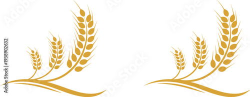 Golden wheat ears icon set for agriculture organic farming flour production bakery shop bread product and harvest vector illustration design