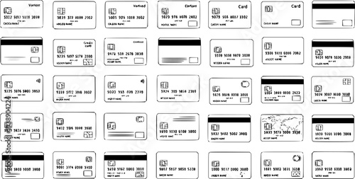 Diverse Collection of Credit Card Designs, Front and Back, with Chip and Magnetic Stripe