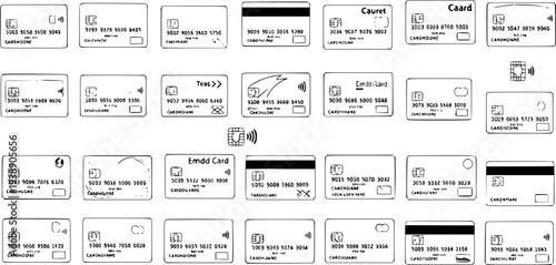 Collection of Various Credit and Debit Card Icons and Illustrations