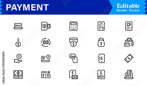 Modern Finance Payment line icon set – Professional, Unique, Minimal Icons Collection