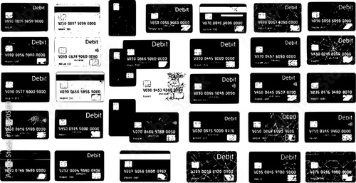 Collection of Debit Cards - Financial Transactions and Payment Icons
