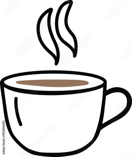 Hot Coffee Cup with Steam Simple Drawing