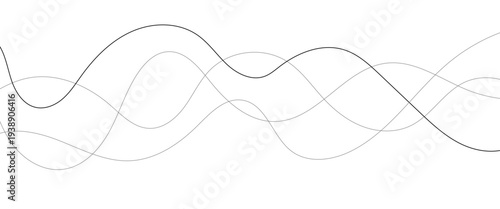 Technology abstract lines on white background. Undulate Grey Wave Swirl, frequency sound wave, twisted curve lines with blend effect