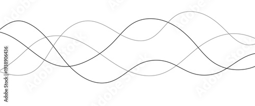 Technology abstract lines on white background. Undulate Grey Wave Swirl, frequency sound wave, twisted curve lines with blend effect