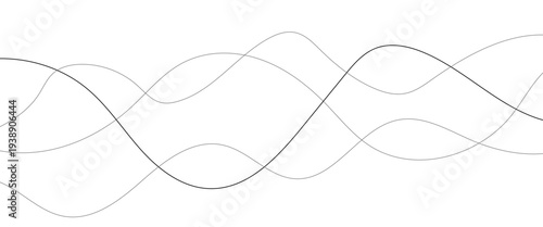 Curved black long lines seamless wave pattern. Thin line wavy abstract vector background. Wavy line horizontal divider wavy pattern. Curve line art striped. Abstract wave elements. Vector illustration