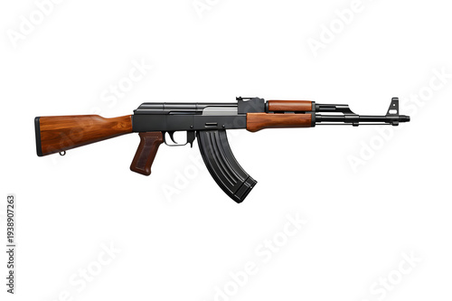 Minimalist Studio Photo of Floating AK-47 Rifle